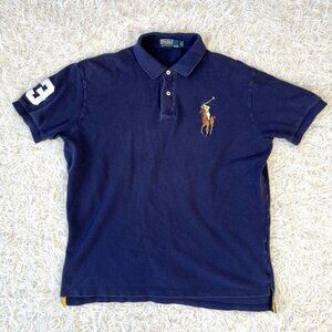 Polo Ralph Lauren Big Pony Polo Shirt Short Sleeve Navy Blue #3 Men's Size L